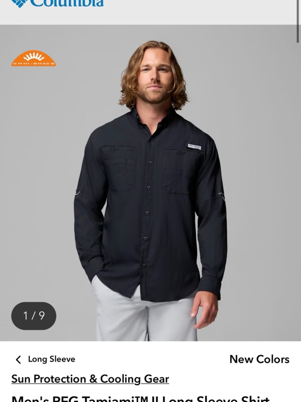 NWT Columbia Black Men's PFG Tamiami™ II Long Sleeve Shirt 4XT